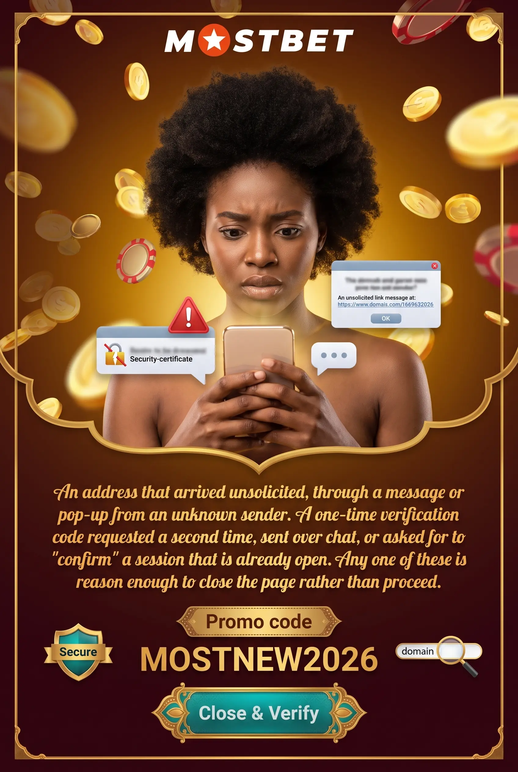 Warning signs of an unsafe Mostbet copy